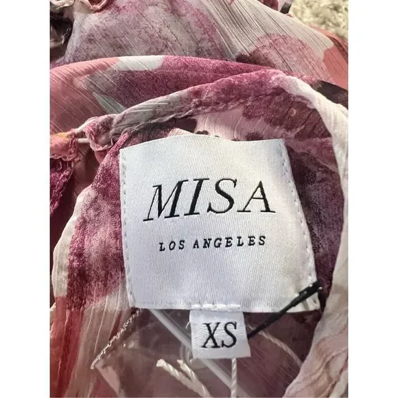 Misa Los Angeles Women's Pink Camila Floral Ruffle Tiered Blouson Dress XS NWT - Picture 4 of 7